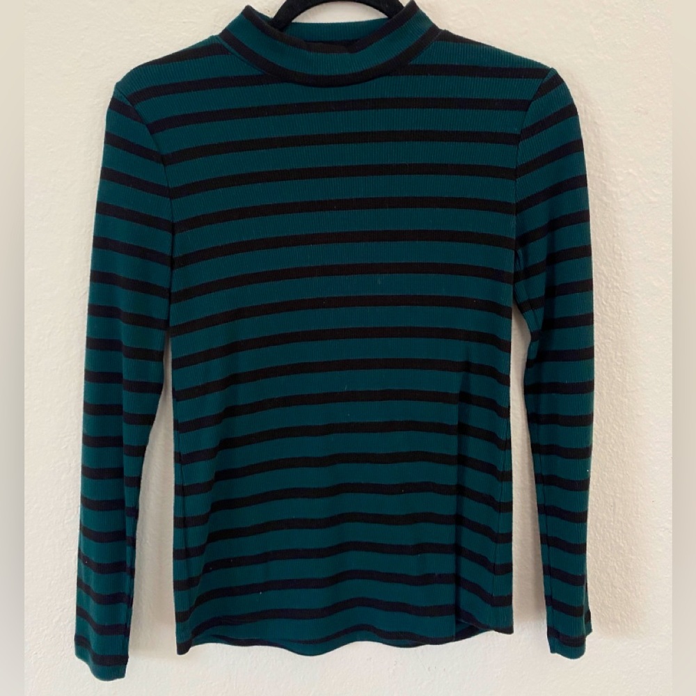 Dark green and black striped long sleeve